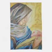 Onze Lieve Vrouw van Zwijgen die baby Jezus vastho Theedoek (Verticaal)