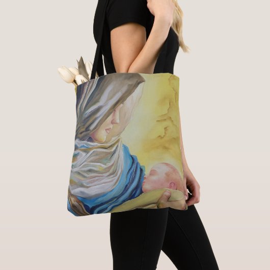Onze Lieve Vrouw van Zwijgen die baby Jezus vastho Tote Bag (Dichtbij)