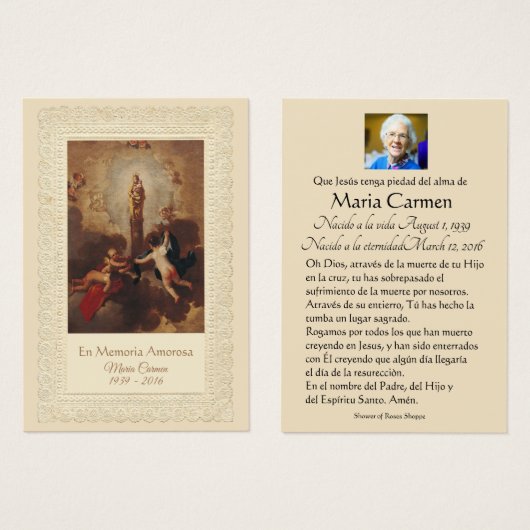 Onze Lieve Vrouwe van de Spaanse Pijler Visitekaartje (Voorkant /achterkant)