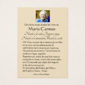 Onze Lieve Vrouwe van de Spaanse Pijler Visitekaartje (Achterkant)