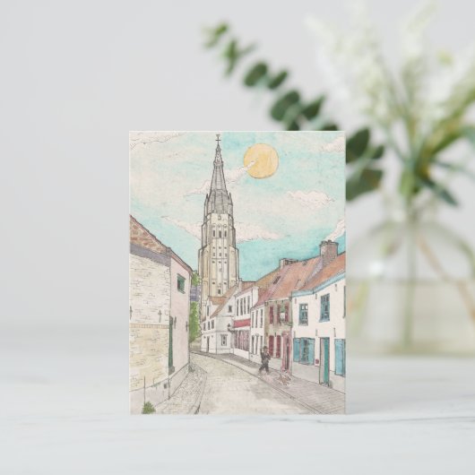 Onze-Lieve-Vrouwekerk, Brugge België Stadsbeeld Briefkaart (Staand voorkant)