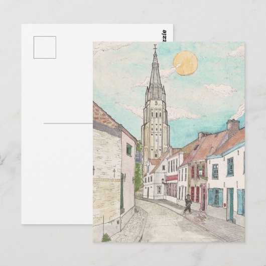 Onze-Lieve-Vrouwekerk, Brugge België Stadsbeeld Briefkaart (Voorkant / Achterkant)