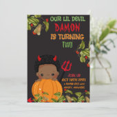 Onze Lil Devil Birthday Invitation Kaart (Staand voorkant)