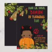 Onze Lil Devil Birthday Invitation Kaart (Voorkant / Achterkant)