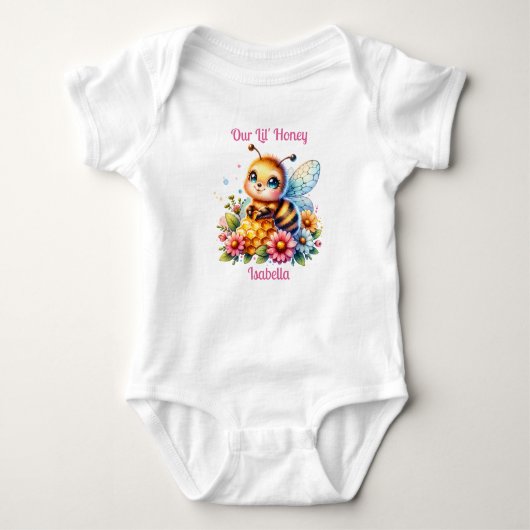 Onze Lil' Honey | Honing bee thema gepersonaliseer Romper (Voorkant)