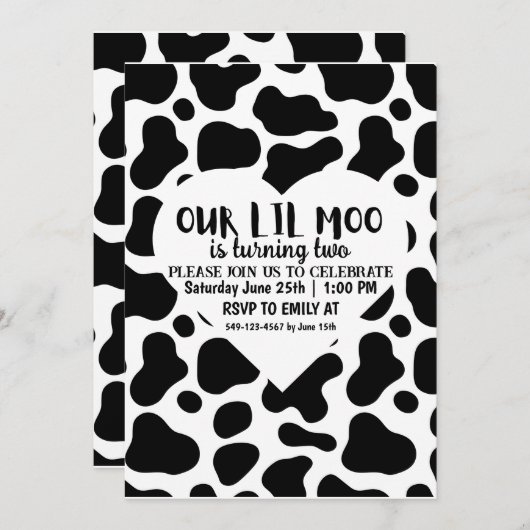 Onze Lil Moo-jongen draait twee verjaardagskaart Kaart (Voorkant / Achterkant)