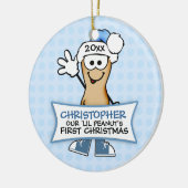Onze Lil Peanut's eerste kerst (blauw) Keramisch Ornament (Links)