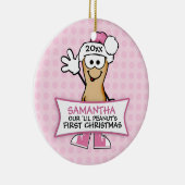 Onze Lil Peanut's eerste kerst (roze) Keramisch Ornament (Rechts)