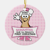 Onze Lil Peanut's eerste kerst (roze) Keramisch Ornament (Voorkant)