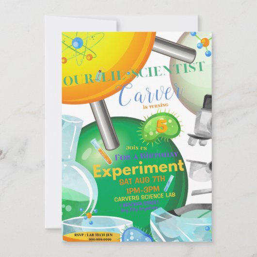 Onze Lil Scientist Birthday Invitation Kaart (Voorkant)