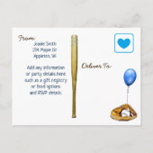 Onze Lil Slugger Boy en Teddy Bear 1e verjaardag Uitnodiging Briefkaart (Achterkant)