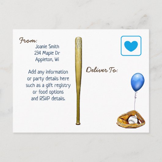 Onze Lil Slugger Boy en Teddy Bear 1e verjaardag Uitnodiging Briefkaart (Achterkant)