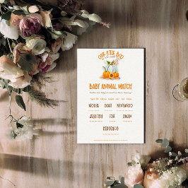 Onze Little Boo Baby shower Baby Animal Match spel Informatiekaartje