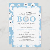 Onze Little Boo Blue Halloween Boy 1e verjaardag Kaart (Voorkant / Achterkant)