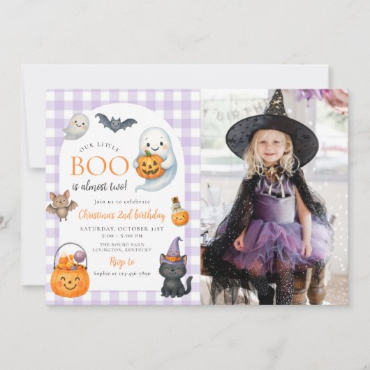 Onze Little BOO Ghost Halloween 2e verjaardag foto Kaart (Voorkant)