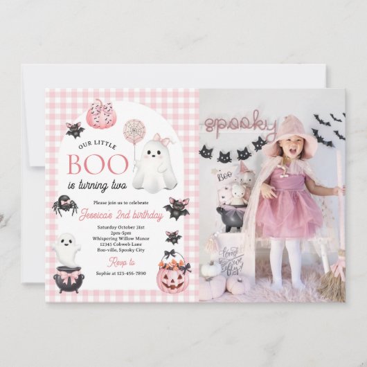 Onze Little BOO Ghost Halloween 2e verjaardag foto Kaart (Voorkant)