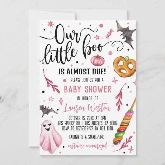 Onze Little Boo Halloween Baby shower Invitation Kaart (Voorkant)