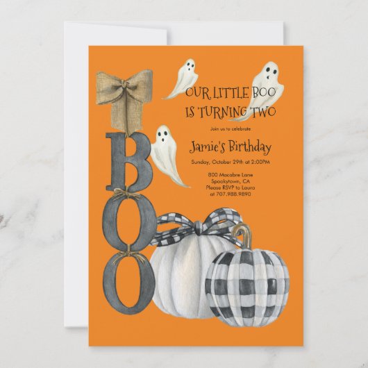 Onze Little Boo Halloween Sinaasappel 2e Verjaarda Kaart (Voorkant)