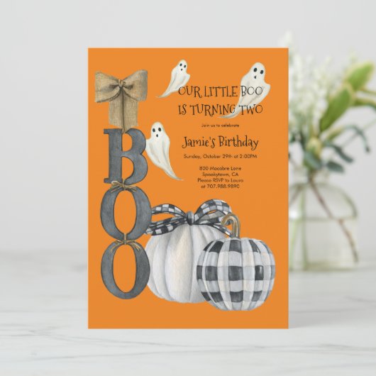 Onze Little Boo Halloween Sinaasappel 2e Verjaarda Kaart (Staand voorkant)