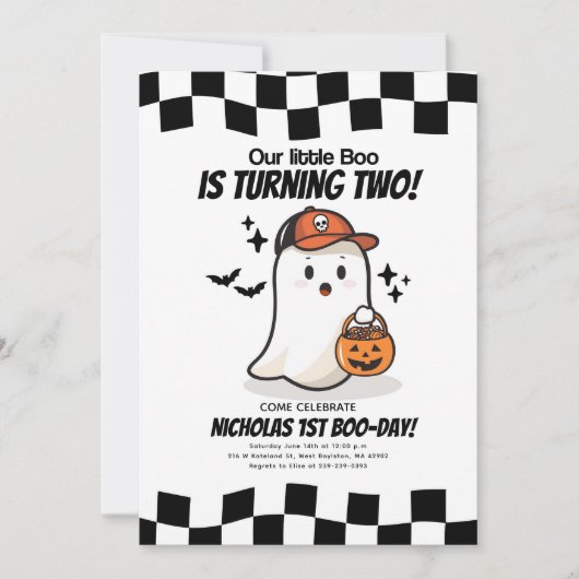 Onze Little Boo krijgt 2 verjaardagsuitnodiging Kaart (Voorkant)