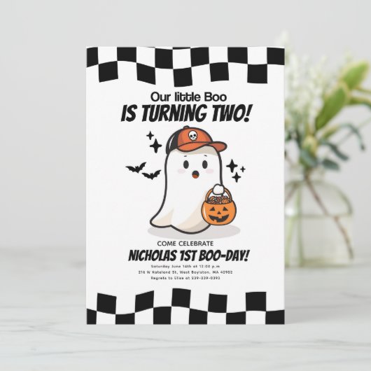 Onze Little Boo krijgt 2 verjaardagsuitnodiging Kaart (Staand voorkant)