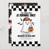 Onze Little Boo krijgt 2 verjaardagsuitnodiging Kaart (Voorkant / Achterkant)