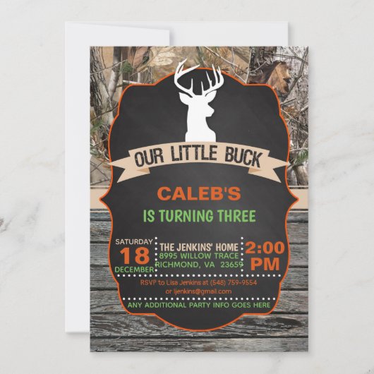 Onze Little Buck Verjaardag Uitnodiging - Jongen (Voorkant)