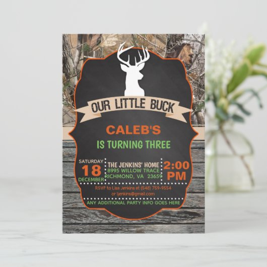 Onze Little Buck Verjaardag Uitnodiging - Jongen (Staand voorkant)