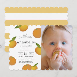 Onze Little Cutie Citrus Oranje foto 1e verjaardag Kaart