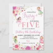 Onze Little Fairy Floral verjaardagsuitnodiging Kaart (Voorkant)