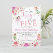 Onze Little Fairy Floral verjaardagsuitnodiging Kaart (Staand voorkant)