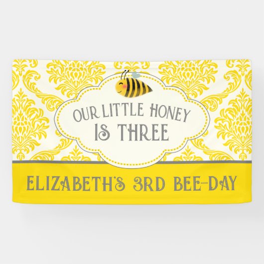 Onze 'Little Honey Bee Birthday Banner' Spandoek (Horizontaal)