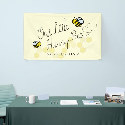Onze Little Hunny Bee Yellow Girl Verjaardag Welko Spandoek (Beurs)