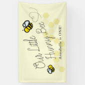 Onze Little Hunny Bee Yellow Girl Verjaardag Welko Spandoek (Verticaal)