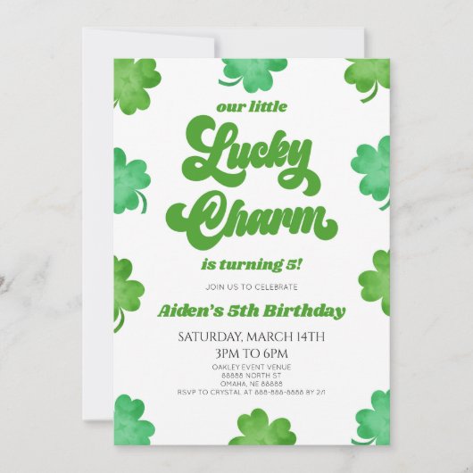 Onze Little Lucky Charm Green Clover verjaardagsfe Kaart (Voorkant)