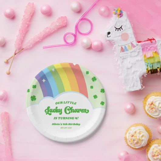 Onze Little Lucky Charm Rainbow verjaardagsfeestje Papieren Bordje (Feest)