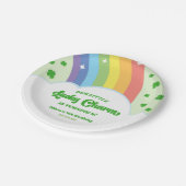 Onze Little Lucky Charm Rainbow verjaardagsfeestje Papieren Bordje (Gekanteld)