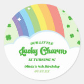 Onze Little Lucky Charm Rainbow verjaardagsfeestje Ronde Sticker (Voorkant)
