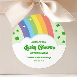 Onze Little Lucky Charm Rainbow verjaardagsfeestje Ronde Sticker