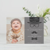 Onze Little Man jongen 1e verjaardagsfeestje foto Kaart (Staand voorkant)