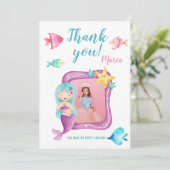 Onze Little Mermaid Foto Verjaardag Dank je wel ka Kaart (Staand voorkant)