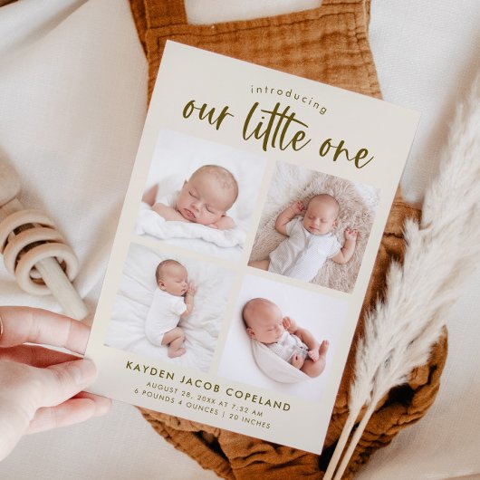 Onze Little One Cream Multi Foto Geboorte Aankondiging