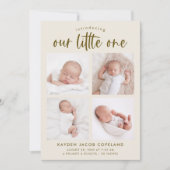 Onze Little One Cream Multi Foto Geboorte Aankondiging (Voorkant)