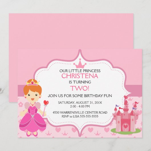 Onze Little Princess Verjaardagsfeest Uitnodiging (Voorkant / Achterkant)