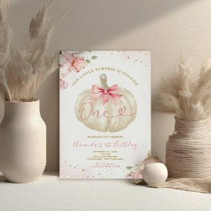 Onze Little Pumpkin Blush Pink Gingham 1e verjaard Kaart