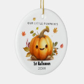 Onze Little Pumpkin's 1st Halloween Foto Ornament (Rechts)