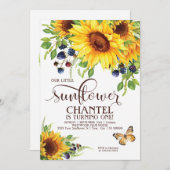 Onze 'Little Sunflower Birthday' Uitnodiging Boho (Voorkant / Achterkant)