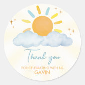 Onze Little Sunshine Birthday Party Ronde Sticker (Voorkant)