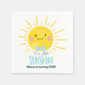 Onze Little Sunshine Blue Boy Bow Stropdas Zon Ver Servet (Voorkant)