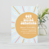Onze Little Sunshine boho floral first jarig Inv Kaart (Staand voorkant)